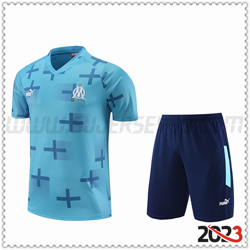 Camiseta Entrenamiento Marsella + Pantalones cortos Azul claro 2023 2024