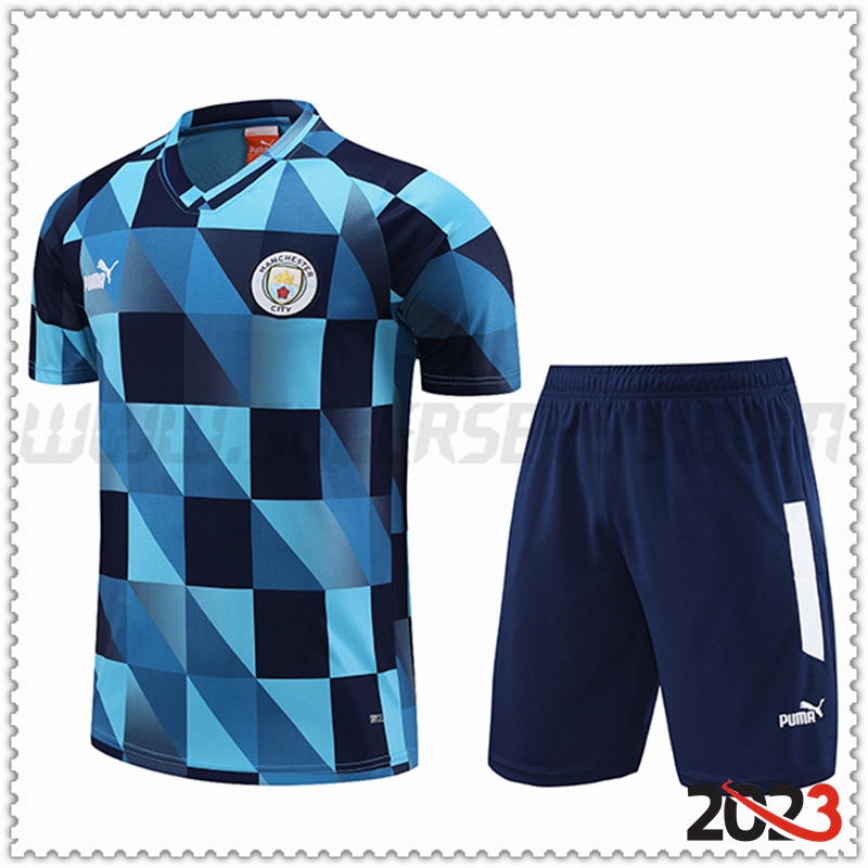 Camiseta Entrenamiento Manchester City + Pantalones cortos Azul claro 2023 2024
