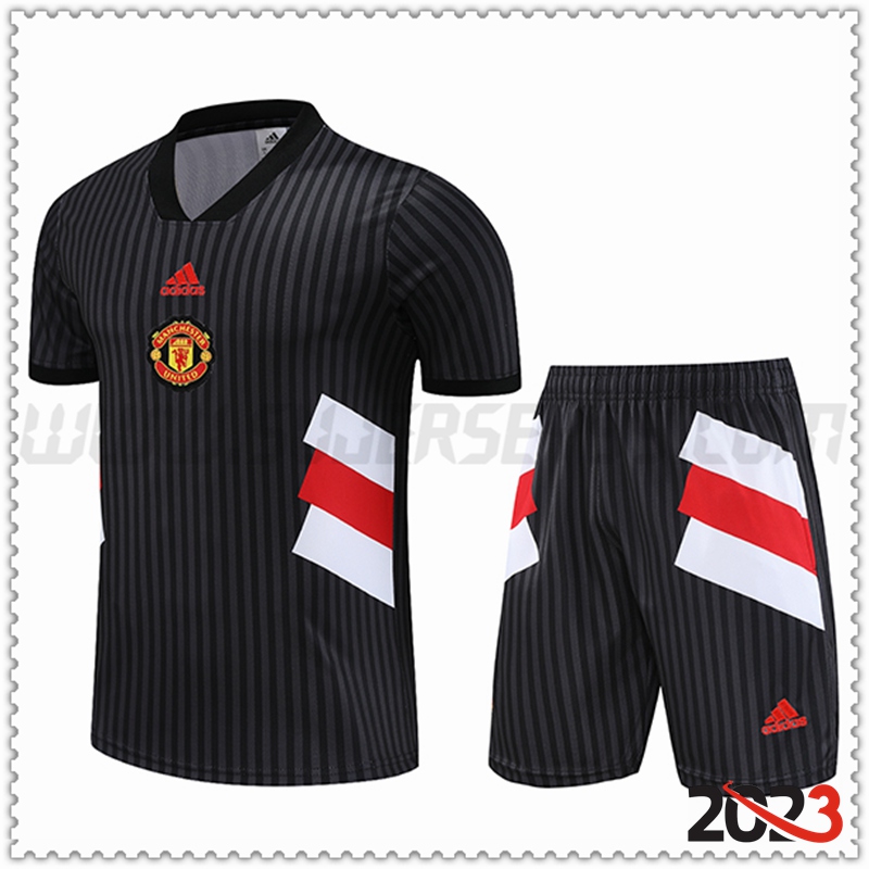 Camiseta Entrenamiento Manchester United + Pantalones cortos Negro 2023 2024