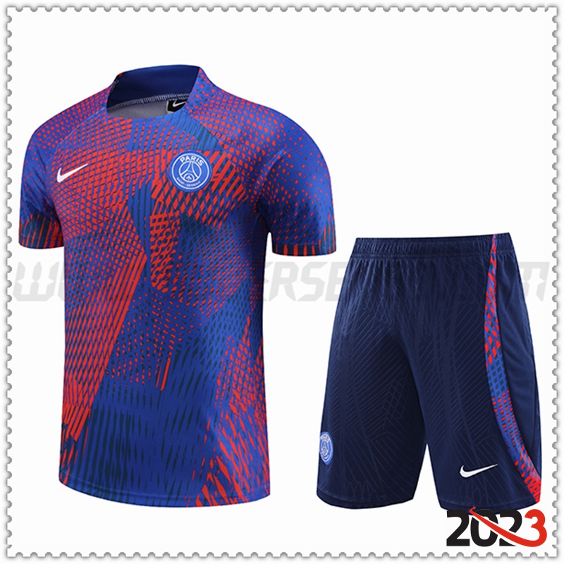 Camiseta Entrenamiento PSG + Pantalones cortos Rojo/Azul 2023 2024