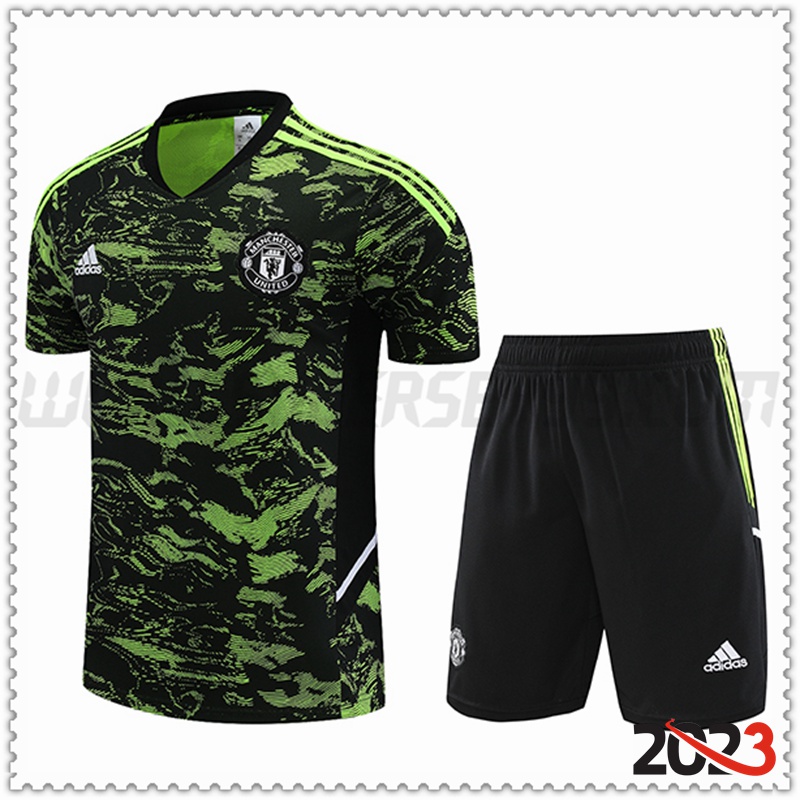 Camiseta Entrenamiento Manchester United + Pantalones cortos Verde 2023 2024