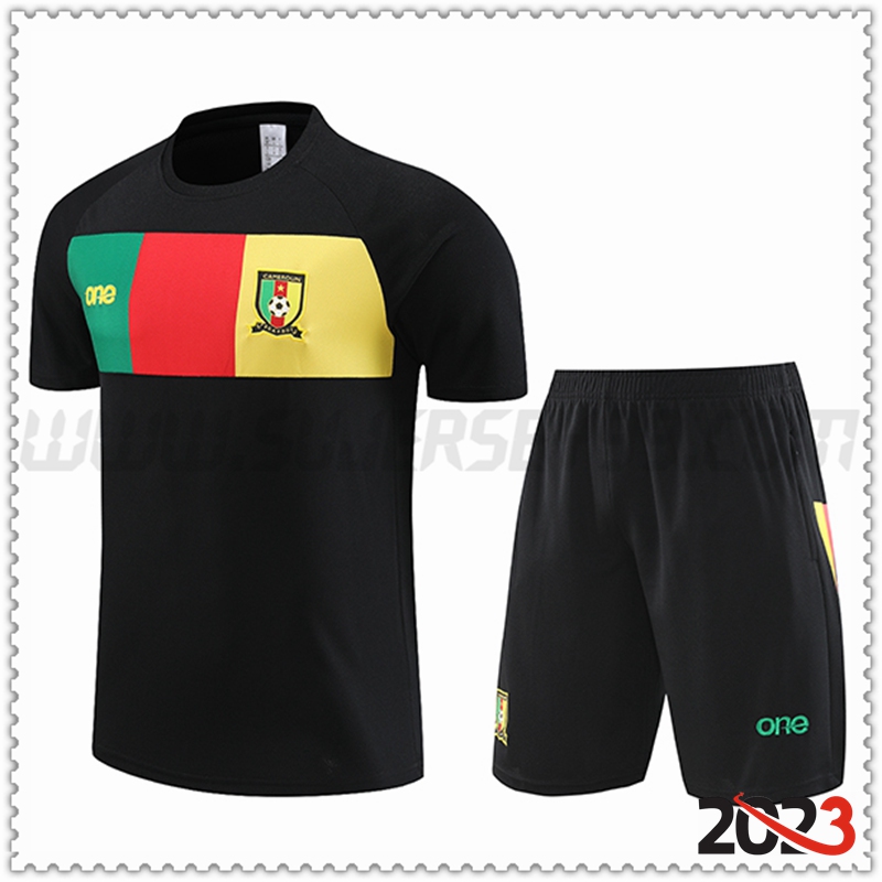 Camiseta Entrenamiento Camerún + Pantalones cortos Negro 2023 2024