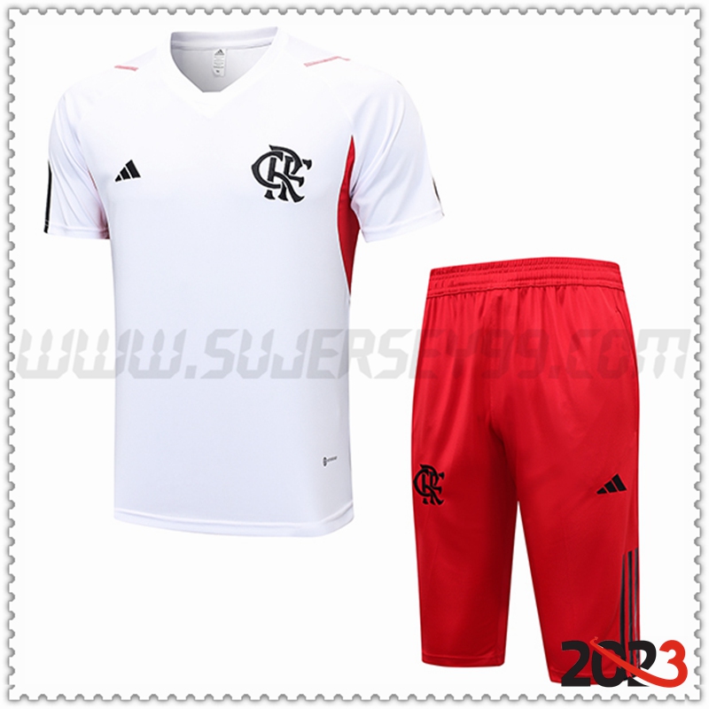 Camiseta Entrenamiento Flamengo + Pantalones cortos Blanco 2023 2024