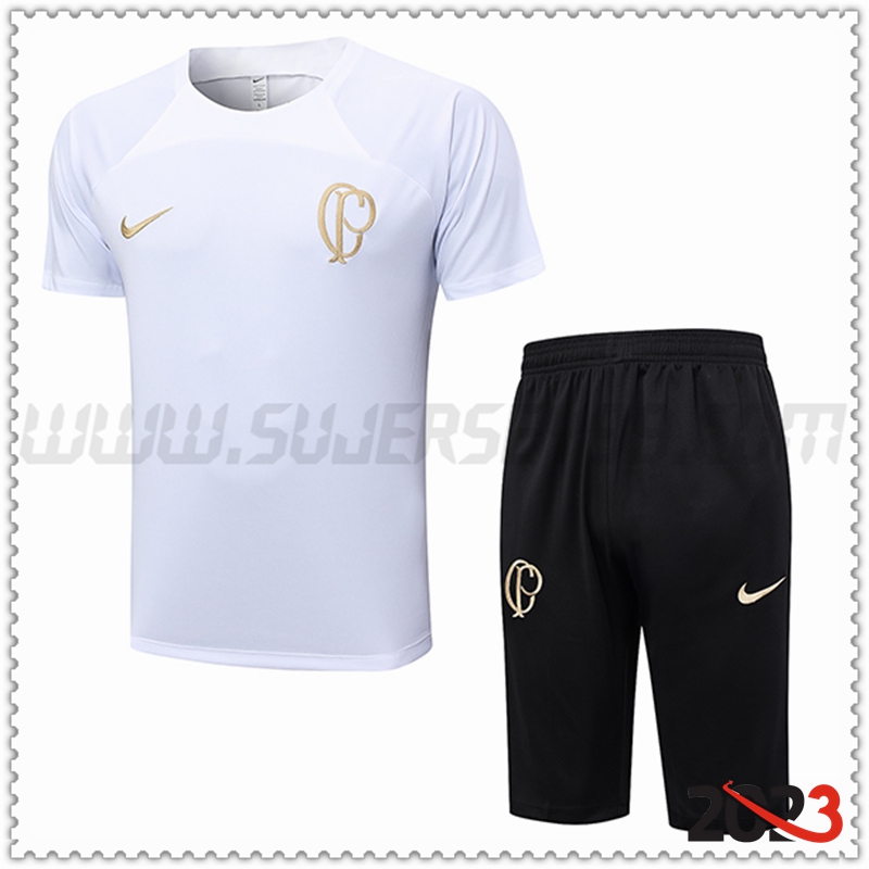 Camiseta Entrenamiento Corinthians + Pantalones cortos Blanco 2023 2024