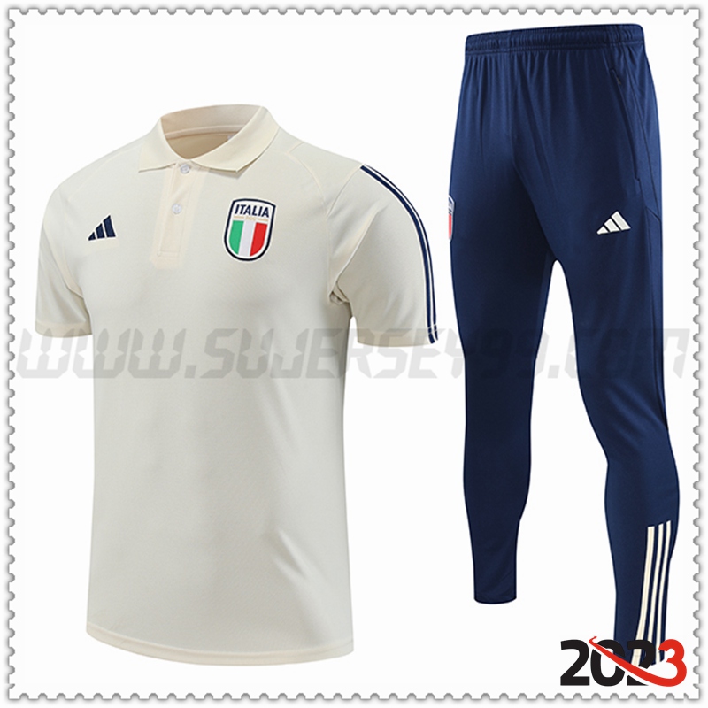 Polo Futbol Italia + Pantalones Blanco 2023 2024