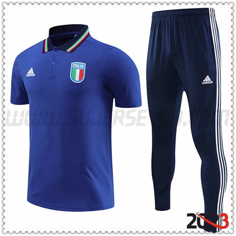 Polo Futbol Italia + Pantalones Azul 2023 2024