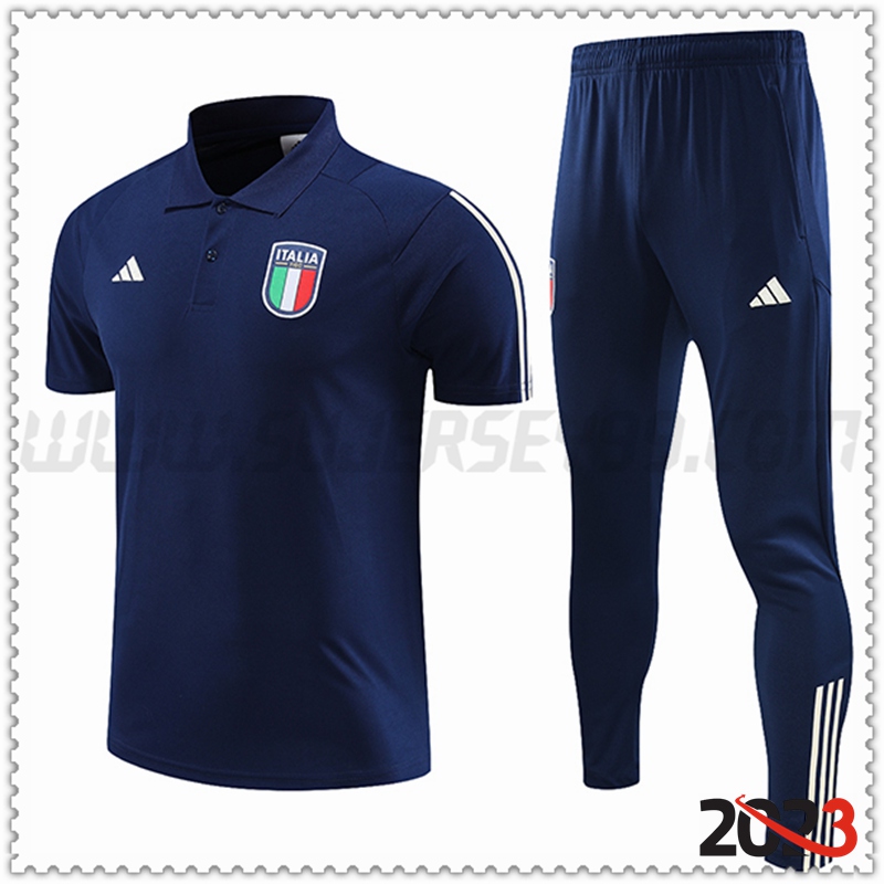 Polo Futbol Italia + Pantalones Azul Marino 2023 2024