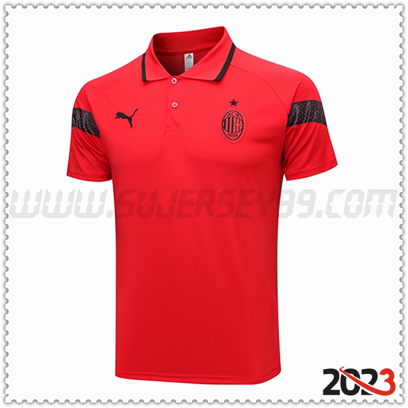 Polo Futbol AC Milan Rojo 2023 2024