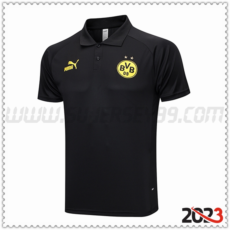 Polo Futbol Dortmund Negro 2023 2024