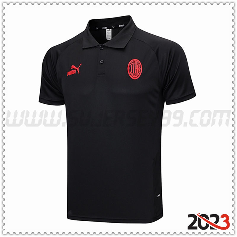 Polo Futbol AC Milan Negro 2023 2024