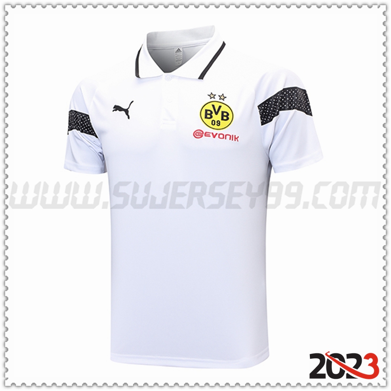 Polo Futbol Dortmund Blanco 2023 2024