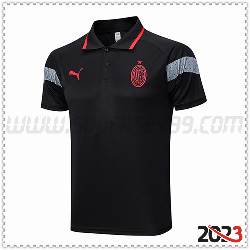 Polo Futbol AC Milan Negro 2023 2024