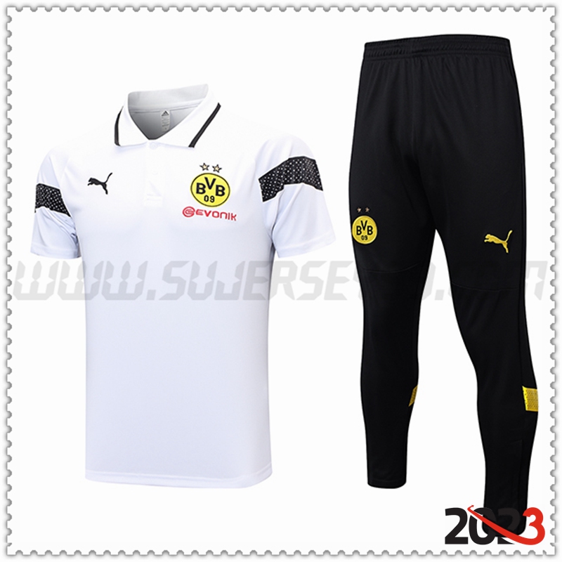 Polo Futbol Dortmund + Pantalones Blanco 2023 2024