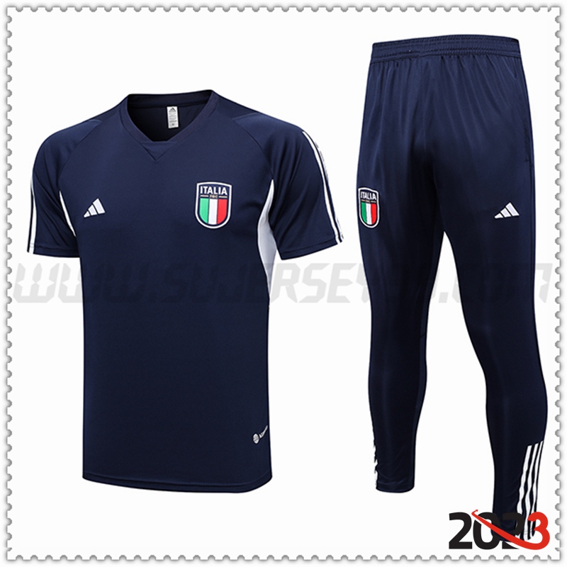 Polo Futbol Italia + Pantalones Azul Marino 2023 2024