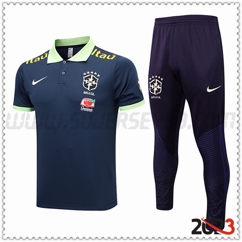Polo Futbol Brasil + Pantalones Azul Marino 2023 2024