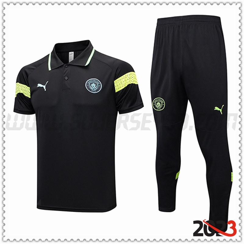 Polo Futbol Manchester City + Pantalones Negro 2023 2024