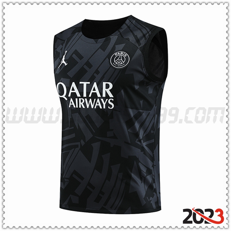 Camiseta Entrenamiento Sin Mangas PSG Jordan Negro 2023 2024