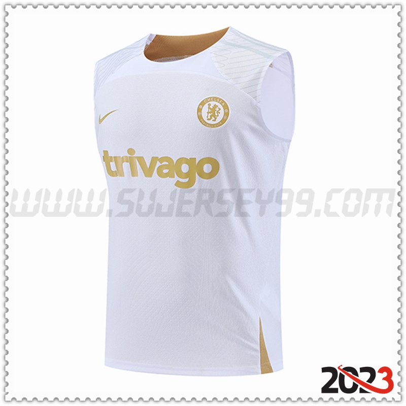 Camiseta Entrenamiento Sin Mangas FC Chelsea Blanco 2023 2024