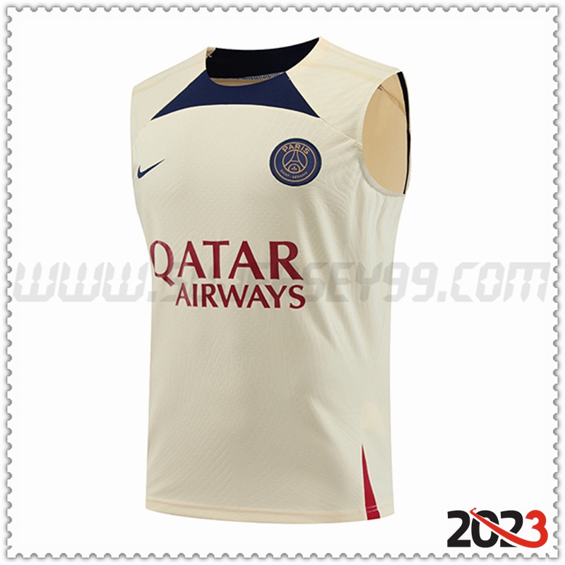 Camiseta Entrenamiento Sin Mangas PSG Amarillo 2023 2024