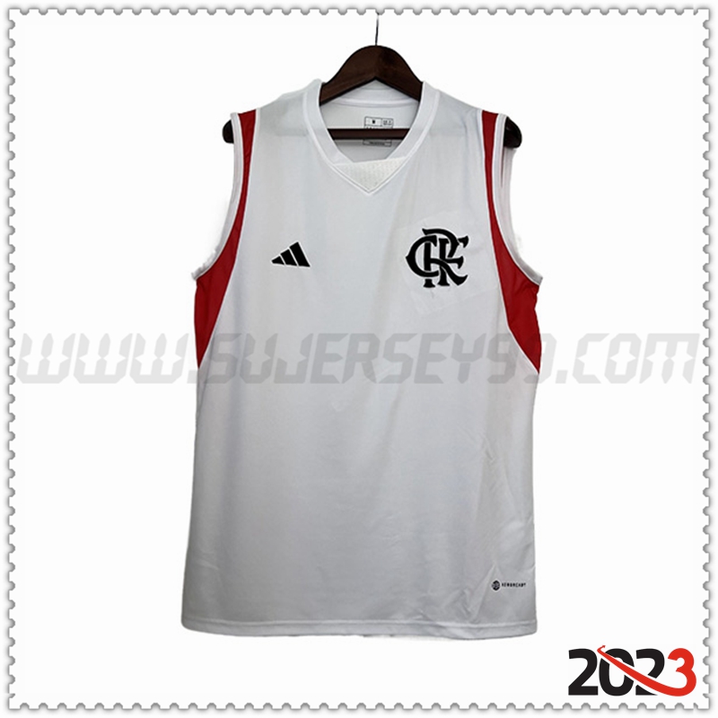 Camiseta Entrenamiento Sin Mangas Flamengo Blanco 2023 2024