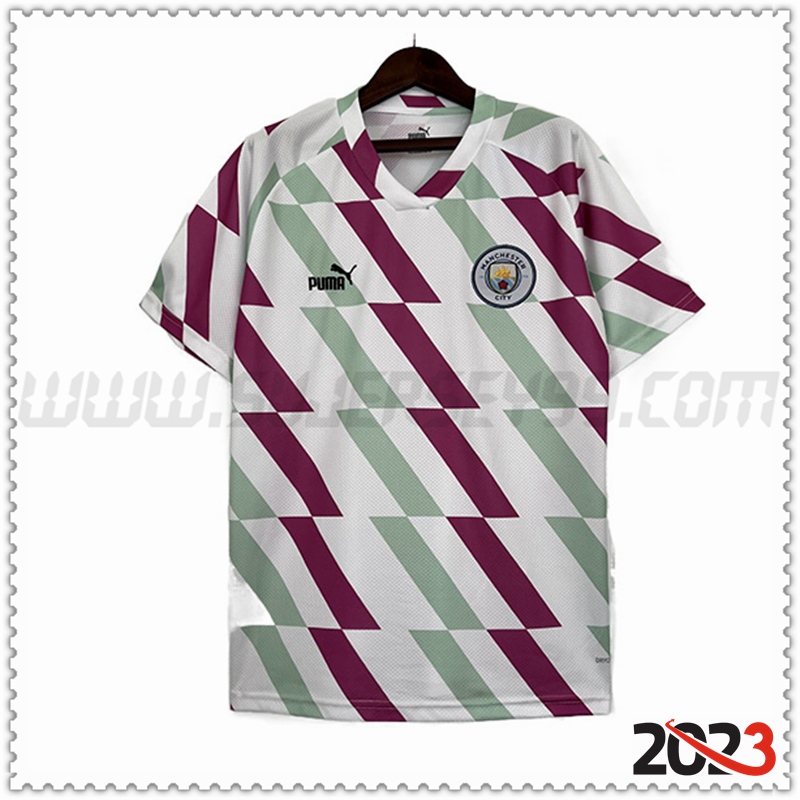 Camiseta Entrenamiento Manchester City Blanco/Púrpura/Verde 2023 2024