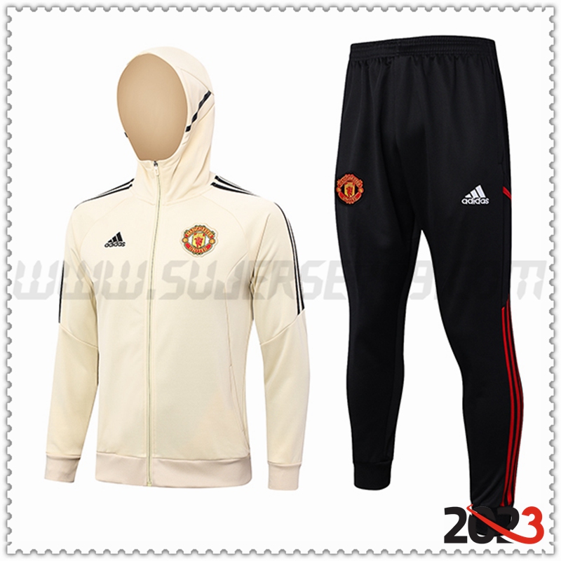 Tuta Rompevientos con Cappuccio Manchester United Amarillo 2023 2024