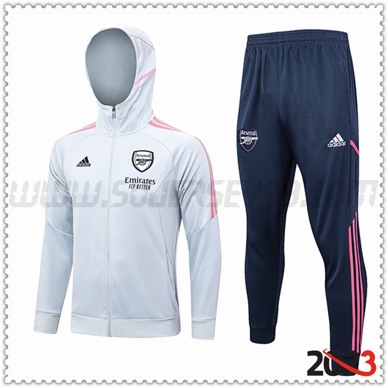 Tuta Rompevientos con Cappuccio Arsenal Gris Claro 2023 2024