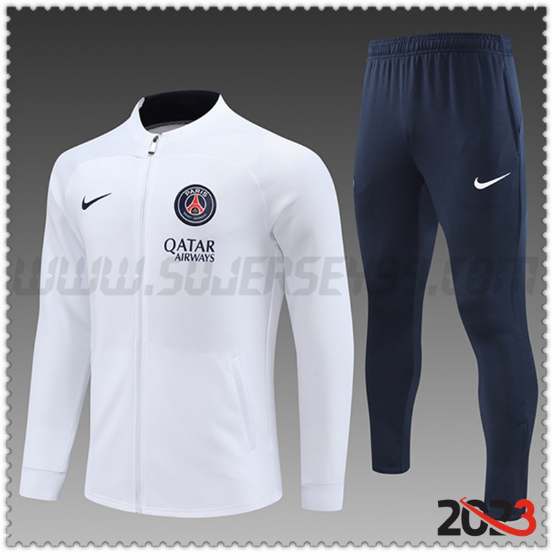 Chaqueta Chandal Futbol PSG Ninos Blanco 2022/2023