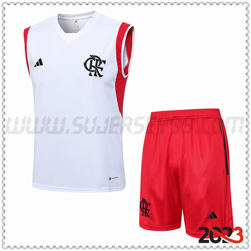 Camiseta Entrenamiento sin mangas + Cortos Flamengo Blanco 2023 2024