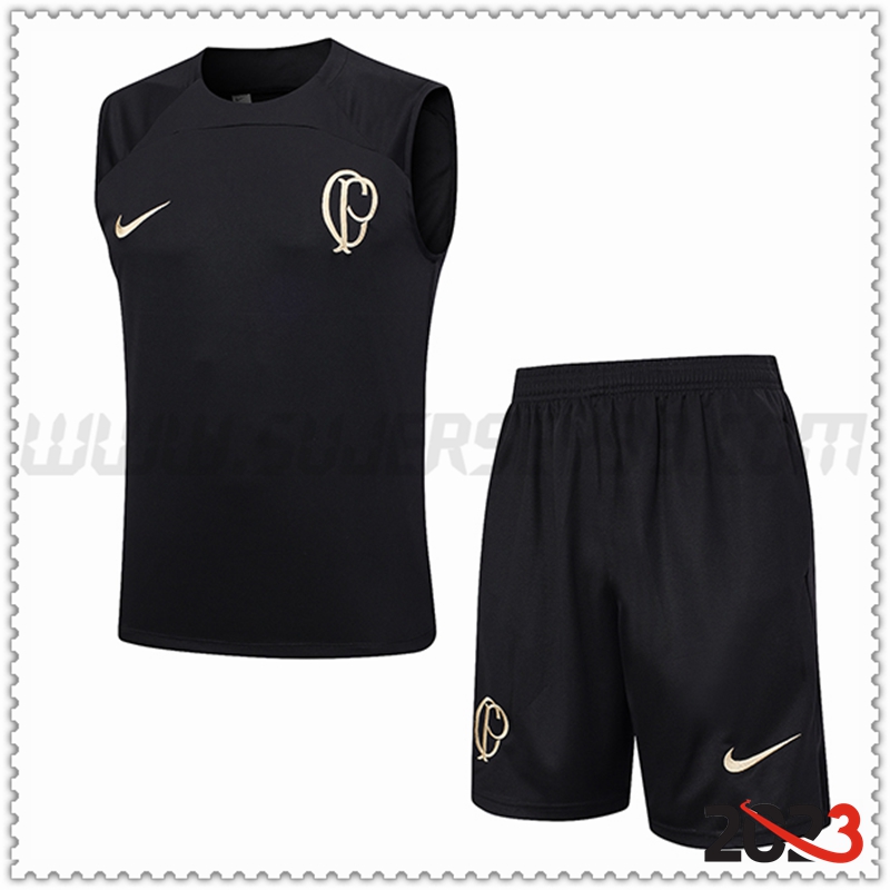 Camiseta Entrenamiento sin mangas + Cortos Corinthians Negro 2023 2024