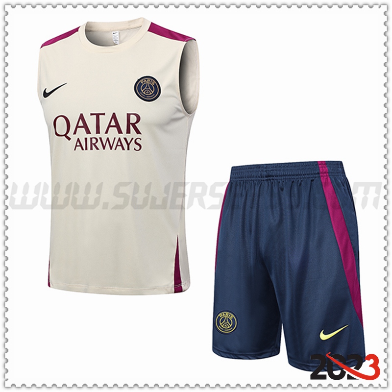 Camiseta Entrenamiento sin mangas + Cortos PSG Amarillo 2023 2024