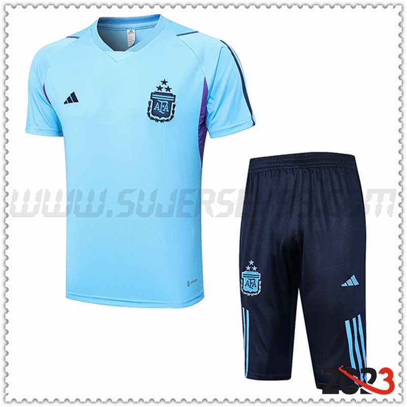 Camiseta Entrenamiento + Cortos Argentine Azul Claro 2023 2024