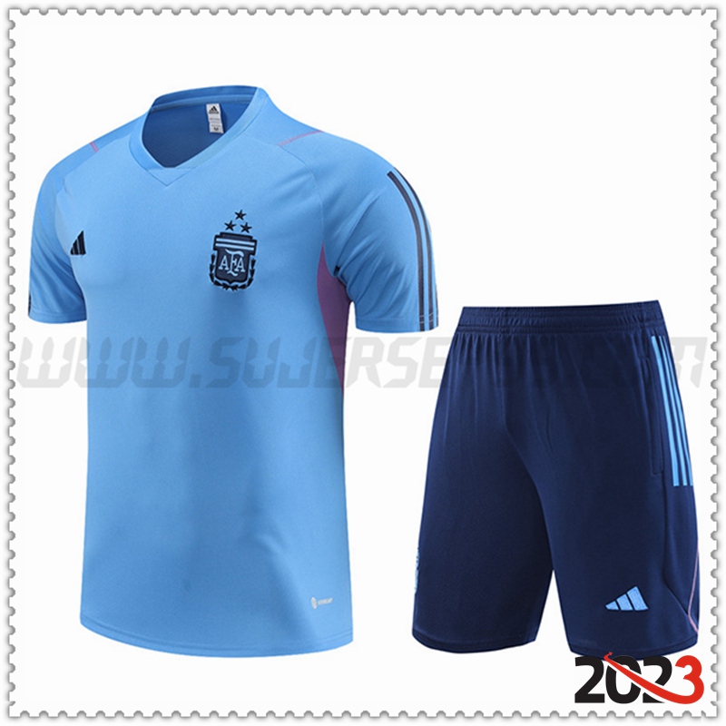 Camiseta Entrenamiento + Cortos Argentina Azul Claro 2023 2024