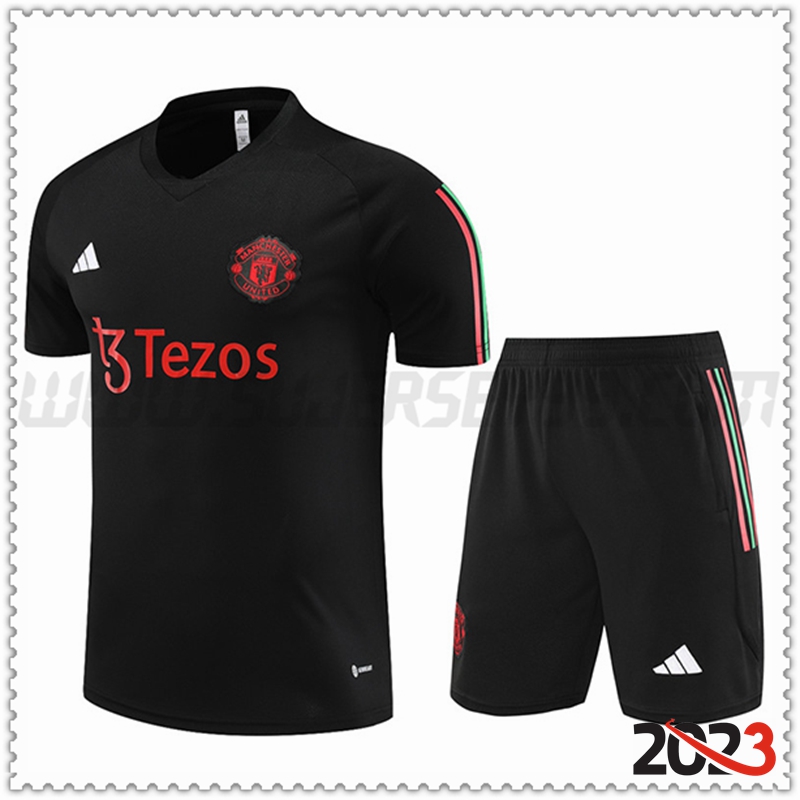 Camiseta Entrenamiento + Cortos Manchester United Negro 2023 2024