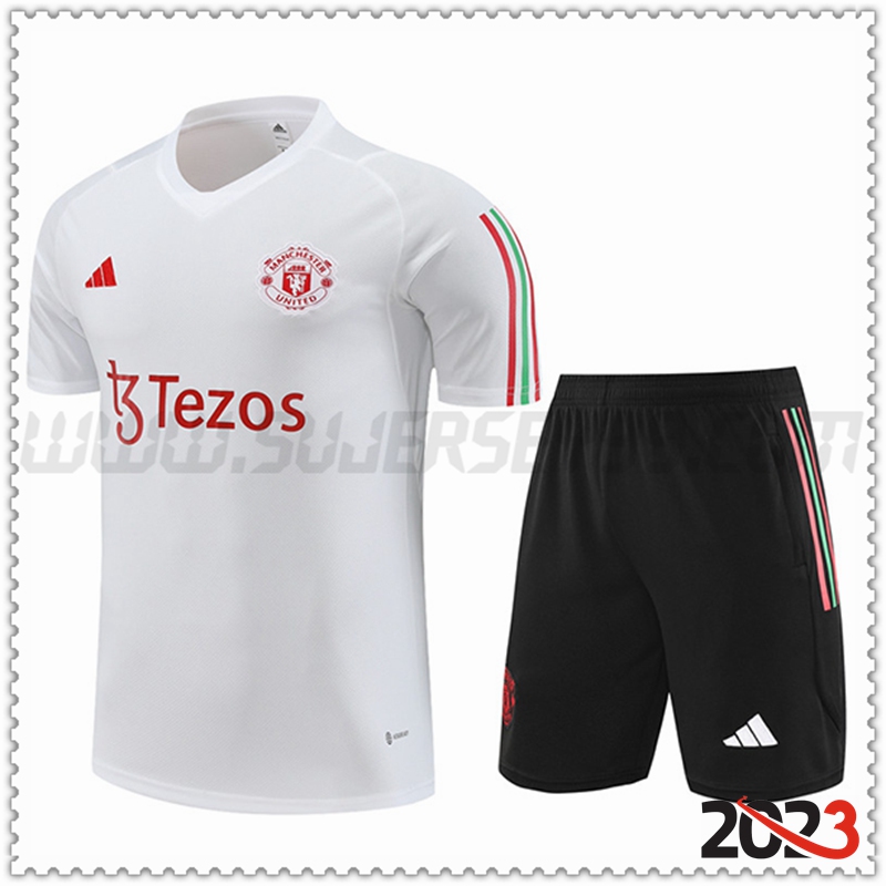 Camiseta Entrenamiento + Cortos Manchester United Blanco 2023 2024