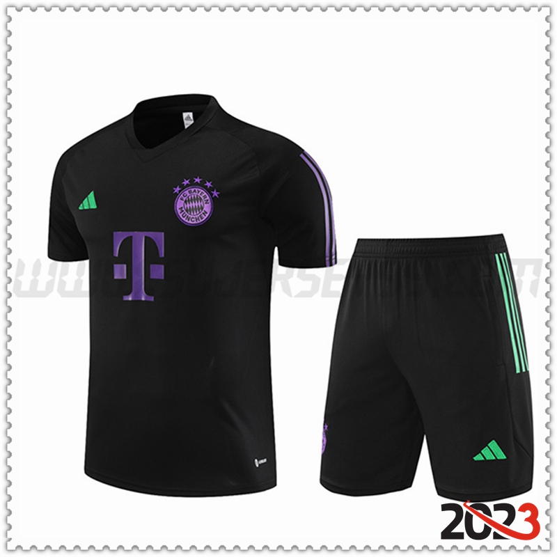 Camiseta Entrenamiento + Cortos Bayern Munich Negro 2023 2024