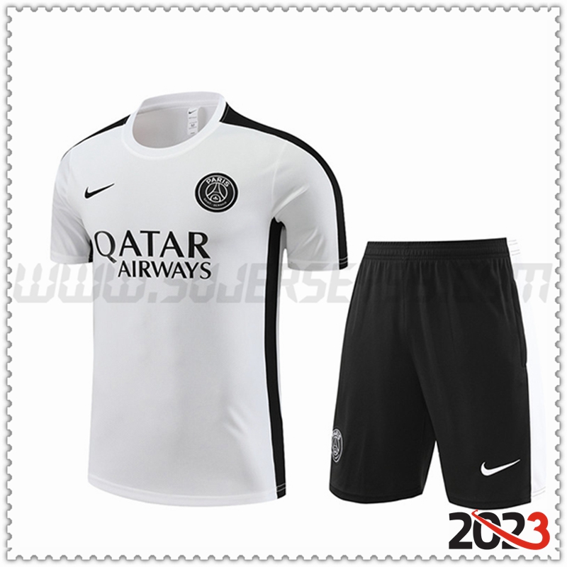 Camiseta Entrenamiento + Cortos PSG Blanco 2023 2024