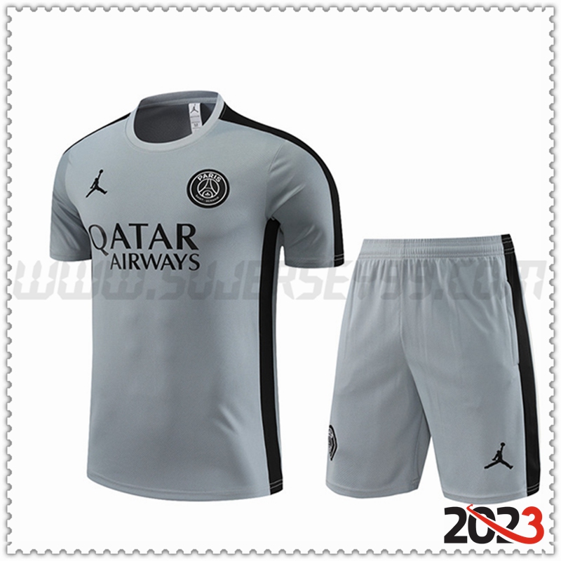 Camiseta Entrenamiento + Cortos PSG Gris 2023 2024