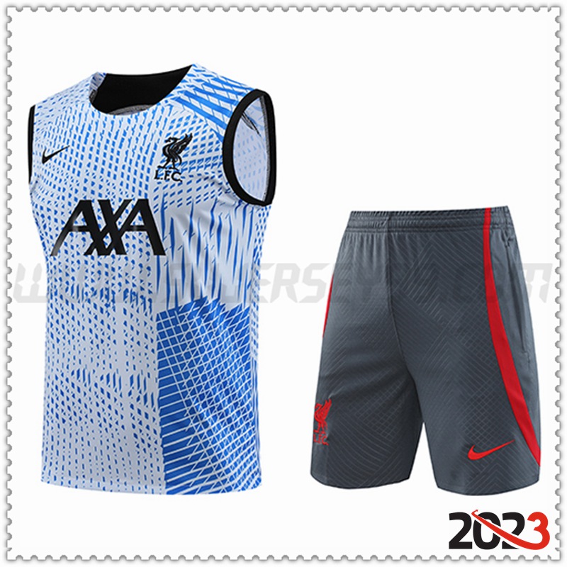 Camiseta Entrenamiento sin mangas + Cortos FC Liverpool Azul Claro 2023 2024