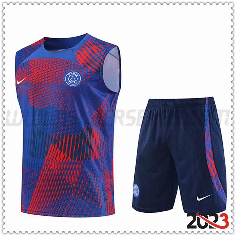 Camiseta Entrenamiento sin mangas + Cortos PSG Rojo/Azul 2023 2024