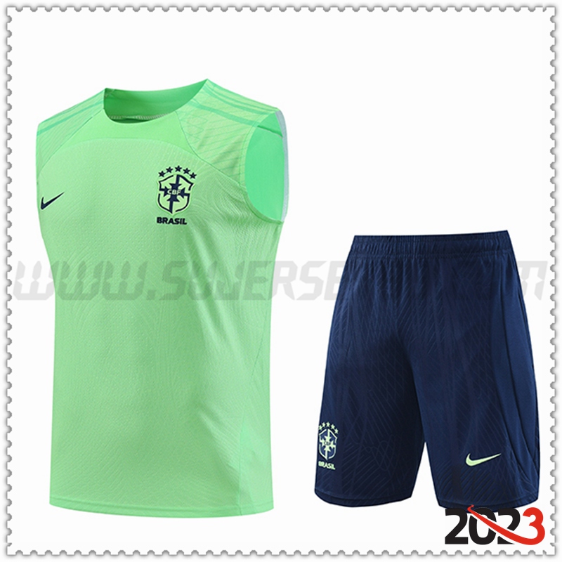 Camiseta Entrenamiento sin mangas + Cortos Brasil Verde 2023 2024
