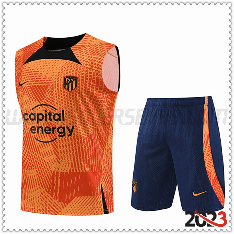 Camiseta Entrenamiento sin mangas + Cortos Atletico Madrid Naranja 2023 2024