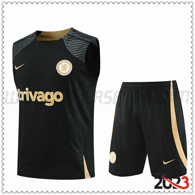 Camiseta Entrenamiento sin mangas + Cortos FC Chelsea Negro 2023 2024