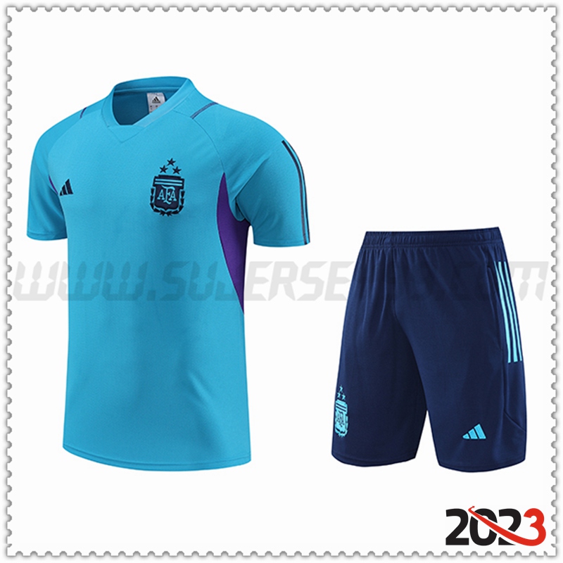 Camiseta Entrenamiento + Cortos Argentina Azul Claro 2023 2024