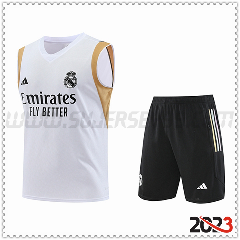 Camiseta Entrenamiento sin mangas+ Cortos Real Madrid Blanco 2023 2024