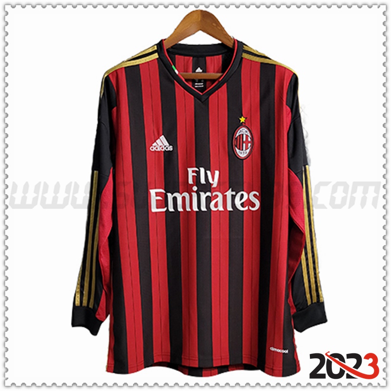 Primera Camiseta Retro AC Milan Manga larga 2013/2014