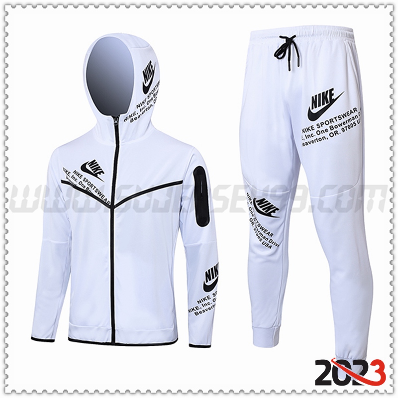 Chaqueta Con Capucha Chandal Rompevientos Nike Blanco 2023 2024