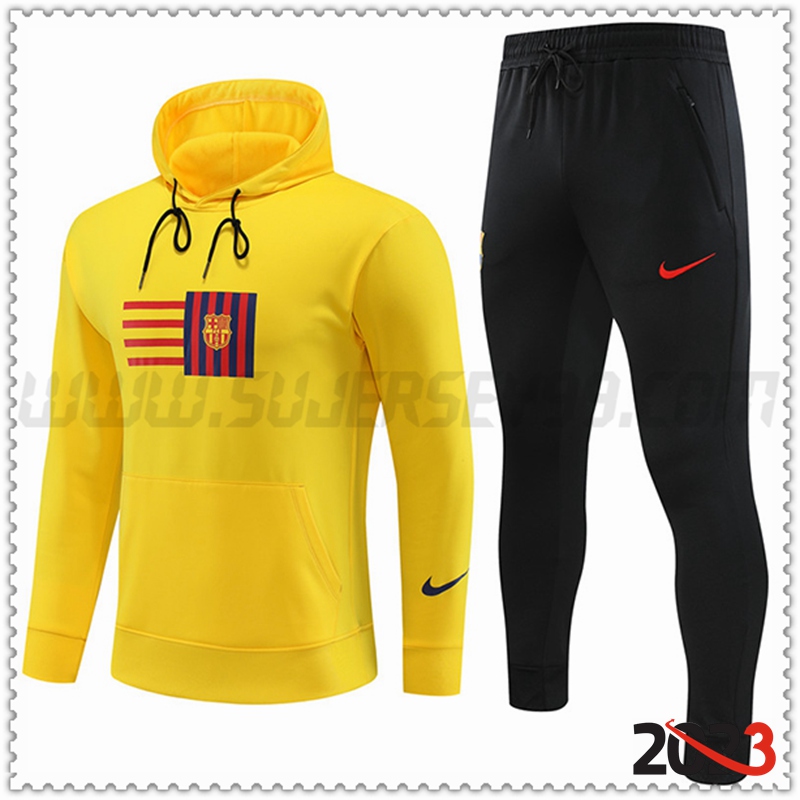 Chaqueta Con Capucha Chandal FC Barcelona Amarillo 2023 2024