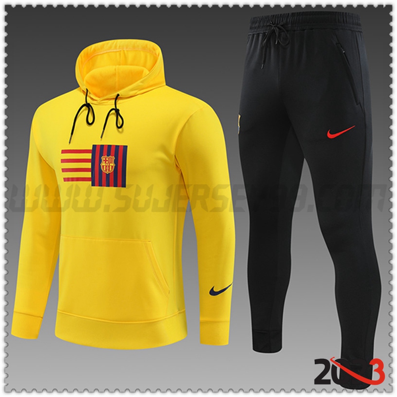 Chaqueta Con Capucha Chandal FC Barcelona Ninos Amarillo 2023 2024