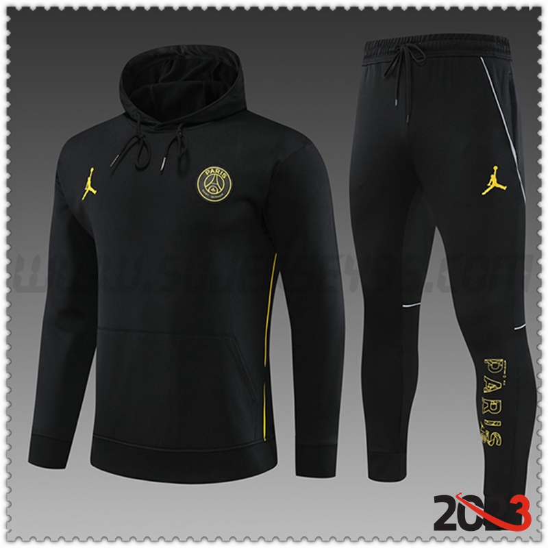 Chaqueta Con Capucha Chandal Jordan PSG Ninos Negro 2023 2024